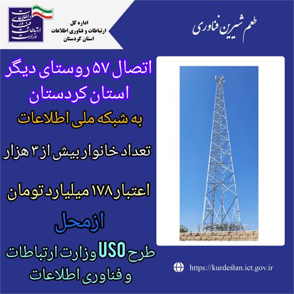 57 روستای دیگر کردستان به شبکه ملی اطلاعات متصل شد